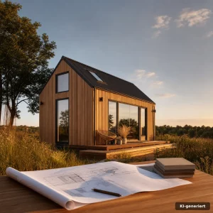Tiny Haus auf eigenem Grundstück mit Checkliste im Fokus auf ruhigem Grundstück
