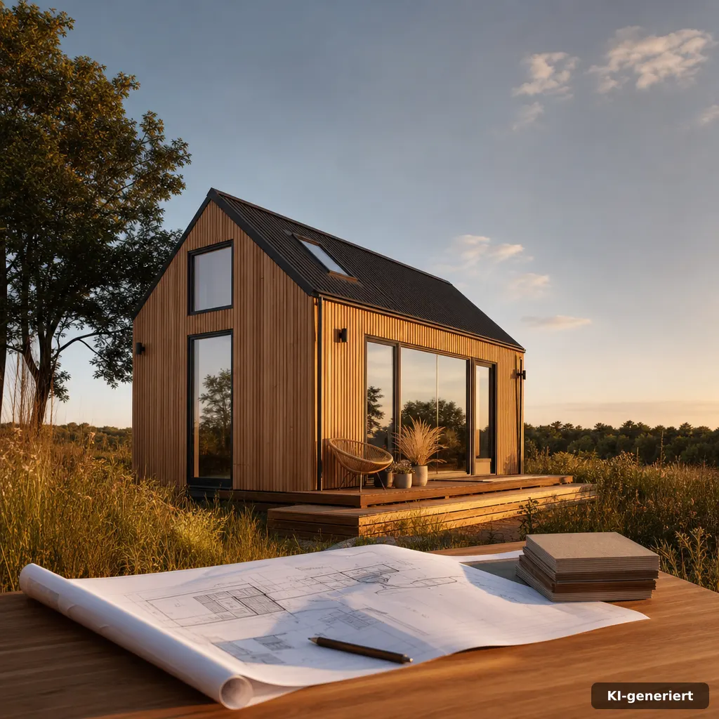 Tiny Haus auf eigenem Grundstück mit Checkliste im Fokus auf ruhigem Grundstück