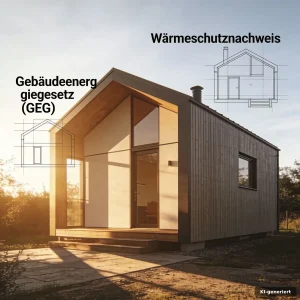 Tiny Haus Wohnkonzept in Stahlrahmenbauweise auf einem ruhigen Grundstück bei warmem Abendlicht